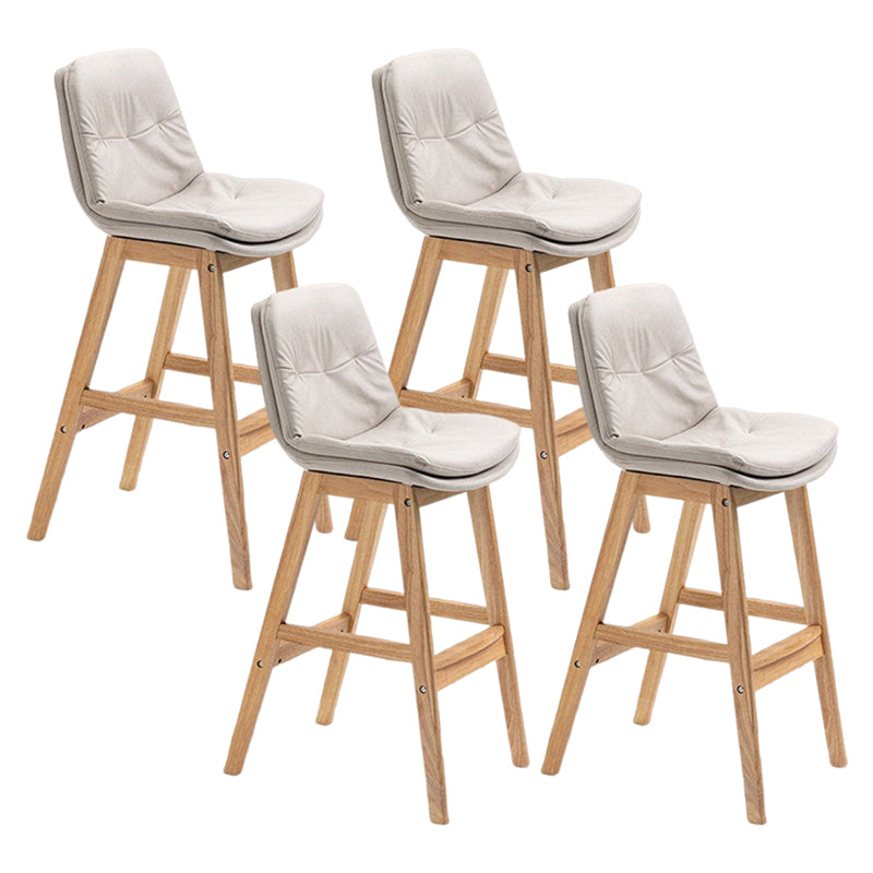 Scandinavian Upholstered Footrest Low Back Stool 27.95'' Rubberwood Bar Stool Off-White Natural Set of 4 Clearhalo 'Bar Furniture' 'Bar Stools' 'bar_stools' 'Furniture' 'furniture_bar_stools' 'Kitchen & Dining Furniture' 4855289
