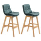 Scandinavian Upholstered Footrest Low Back Stool 27.95'' Rubberwood Bar Stool Blackish Green Natural Set of 2 Clearhalo 'Bar Furniture' 'Bar Stools' 'bar_stools' 'Furniture' 'furniture_bar_stools' 'Kitchen & Dining Furniture' 4855291