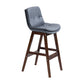Scandinavian Upholstered Footrest Low Back Stool 27.95'' Rubberwood Bar Stool Dark Gray Brown 1 Piece Clearhalo 'Bar Furniture' 'Bar Stools' 'bar_stools' 'Furniture' 'furniture_bar_stools' 'Kitchen & Dining Furniture' 4855293