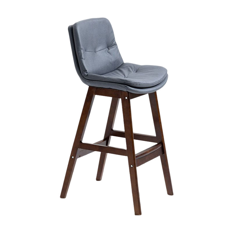 Scandinavian Upholstered Footrest Low Back Stool 27.95'' Rubberwood Bar Stool Dark Gray Brown 1 Piece Clearhalo 'Bar Furniture' 'Bar Stools' 'bar_stools' 'Furniture' 'furniture_bar_stools' 'Kitchen & Dining Furniture' 4855293