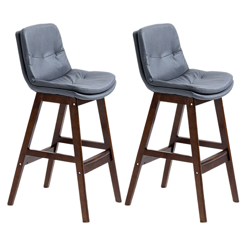 Scandinavian Upholstered Footrest Low Back Stool 27.95'' Rubberwood Bar Stool Dark Gray Brown Set of 2 Clearhalo 'Bar Furniture' 'Bar Stools' 'bar_stools' 'Furniture' 'furniture_bar_stools' 'Kitchen & Dining Furniture' 4855294