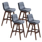 Scandinavian Upholstered Footrest Low Back Stool 27.95'' Rubberwood Bar Stool Dark Gray Brown Set of 4 Clearhalo 'Bar Furniture' 'Bar Stools' 'bar_stools' 'Furniture' 'furniture_bar_stools' 'Kitchen & Dining Furniture' 4855295