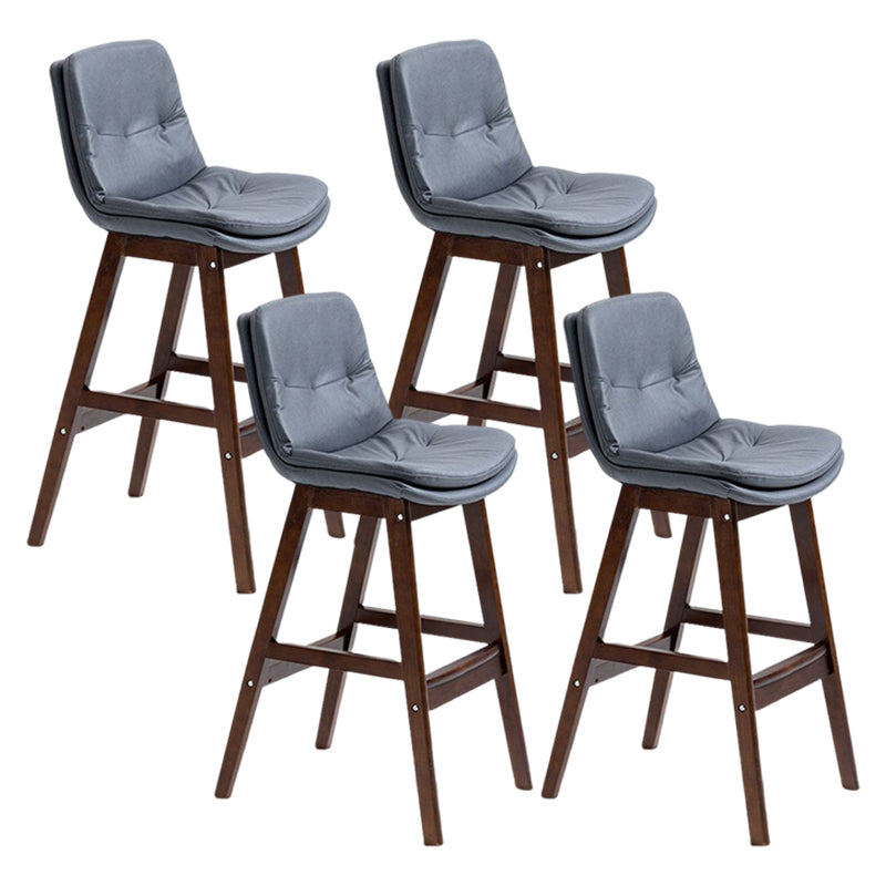 Scandinavian Upholstered Footrest Low Back Stool 27.95'' Rubberwood Bar Stool Dark Gray Brown Set of 4 Clearhalo 'Bar Furniture' 'Bar Stools' 'bar_stools' 'Furniture' 'furniture_bar_stools' 'Kitchen & Dining Furniture' 4855295