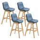 Scandinavian Upholstered Footrest Low Back Stool 27.95'' Rubberwood Bar Stool Blue Natural Set of 4 Clearhalo 'Bar Furniture' 'Bar Stools' 'bar_stools' 'Furniture' 'furniture_bar_stools' 'Kitchen & Dining Furniture' 4855298
