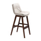 Scandinavian Upholstered Footrest Low Back Stool 27.95'' Rubberwood Bar Stool Off-White Brown 1 Piece Clearhalo 'Bar Furniture' 'Bar Stools' 'bar_stools' 'Furniture' 'furniture_bar_stools' 'Kitchen & Dining Furniture' 4855299