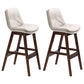 Scandinavian Upholstered Footrest Low Back Stool 27.95'' Rubberwood Bar Stool Off-White Brown Set of 2 Clearhalo 'Bar Furniture' 'Bar Stools' 'bar_stools' 'Furniture' 'furniture_bar_stools' 'Kitchen & Dining Furniture' 4855300