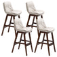 Scandinavian Upholstered Footrest Low Back Stool 27.95'' Rubberwood Bar Stool Off-White Brown Set of 4 Clearhalo 'Bar Furniture' 'Bar Stools' 'bar_stools' 'Furniture' 'furniture_bar_stools' 'Kitchen & Dining Furniture' 4855301