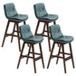 Scandinavian Upholstered Footrest Low Back Stool 27.95'' Rubberwood Bar Stool Blackish Green Brown Set of 4 Clearhalo 'Bar Furniture' 'Bar Stools' 'bar_stools' 'Furniture' 'furniture_bar_stools' 'Kitchen & Dining Furniture' 4855304