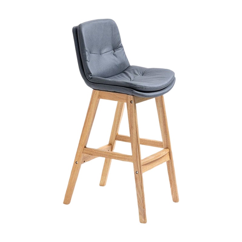 Scandinavian Upholstered Footrest Low Back Stool 27.95'' Rubberwood Bar Stool Dark Gray Natural 1 Piece Clearhalo 'Bar Furniture' 'Bar Stools' 'bar_stools' 'Furniture' 'furniture_bar_stools' 'Kitchen & Dining Furniture' 4855305