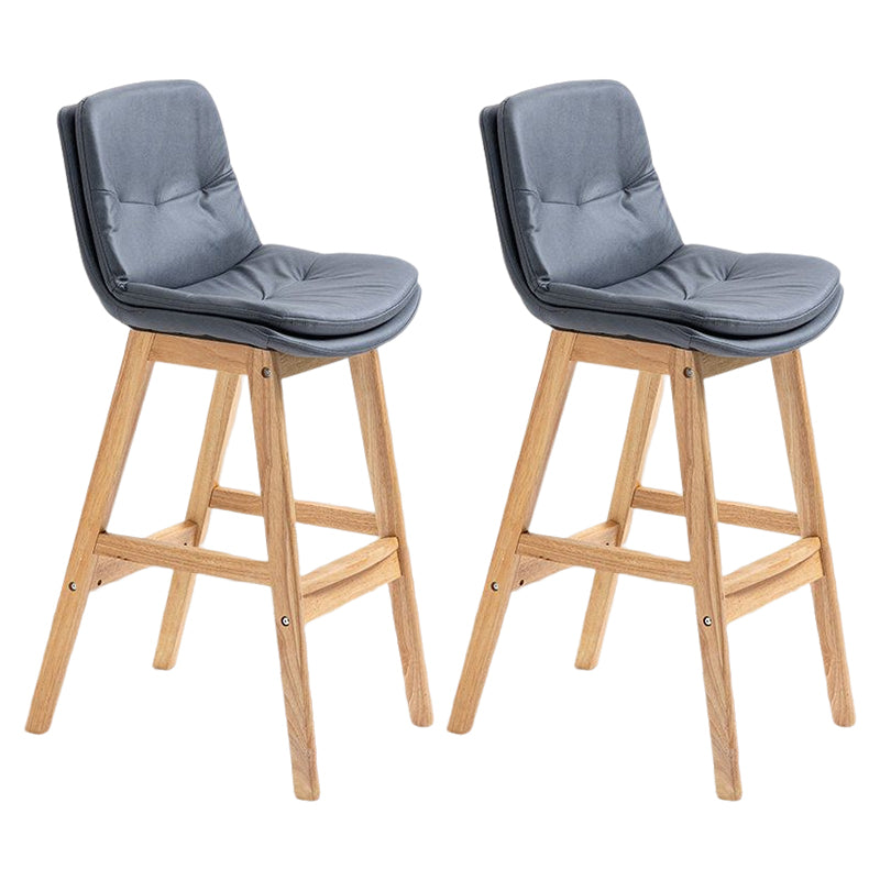 Scandinavian Upholstered Footrest Low Back Stool 27.95'' Rubberwood Bar Stool Dark Gray Natural Set of 2 Clearhalo 'Bar Furniture' 'Bar Stools' 'bar_stools' 'Furniture' 'furniture_bar_stools' 'Kitchen & Dining Furniture' 4855306