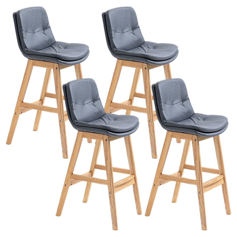Scandinavian Upholstered Footrest Low Back Stool 27.95'' Rubberwood Bar Stool Dark Gray Natural Set of 4 Clearhalo 'Bar Furniture' 'Bar Stools' 'bar_stools' 'Furniture' 'furniture_bar_stools' 'Kitchen & Dining Furniture' 4855307