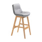 Scandinavian Upholstered Footrest Low Back Stool 27.95'' Rubberwood Bar Stool Light Gray Natural 1 Piece Clearhalo 'Bar Furniture' 'Bar Stools' 'bar_stools' 'Furniture' 'furniture_bar_stools' 'Kitchen & Dining Furniture' 4855308