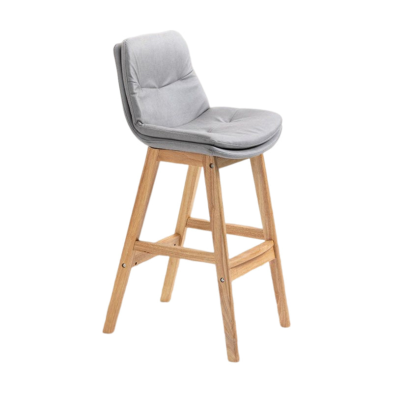 Scandinavian Upholstered Footrest Low Back Stool 27.95'' Rubberwood Bar Stool Light Gray Natural 1 Piece Clearhalo 'Bar Furniture' 'Bar Stools' 'bar_stools' 'Furniture' 'furniture_bar_stools' 'Kitchen & Dining Furniture' 4855308