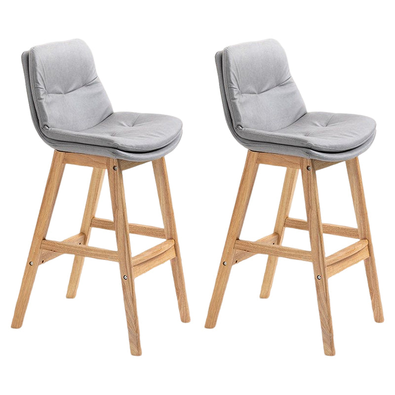 Scandinavian Upholstered Footrest Low Back Stool 27.95'' Rubberwood Bar Stool Light Gray Natural Set of 2 Clearhalo 'Bar Furniture' 'Bar Stools' 'bar_stools' 'Furniture' 'furniture_bar_stools' 'Kitchen & Dining Furniture' 4855309