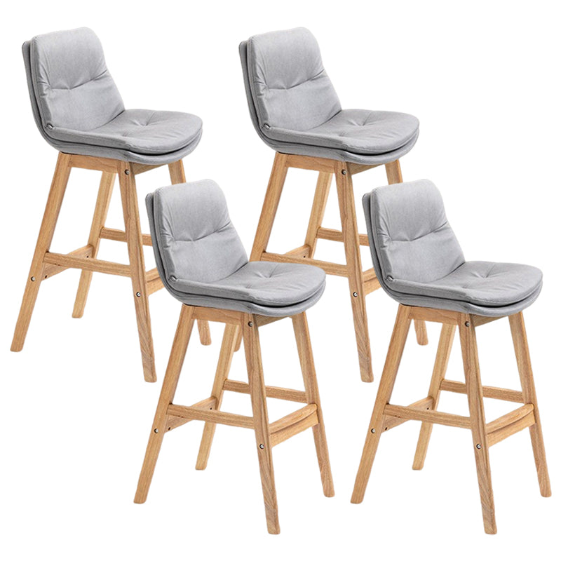 Scandinavian Upholstered Footrest Low Back Stool 27.95'' Rubberwood Bar Stool Light Gray Natural Set of 4 Clearhalo 'Bar Furniture' 'Bar Stools' 'bar_stools' 'Furniture' 'furniture_bar_stools' 'Kitchen & Dining Furniture' 4855310