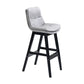 Scandinavian Upholstered Footrest Low Back Stool 27.95'' Rubberwood Bar Stool Light Gray Black 1 Piece Clearhalo 'Bar Furniture' 'Bar Stools' 'bar_stools' 'Furniture' 'furniture_bar_stools' 'Kitchen & Dining Furniture' 4855311