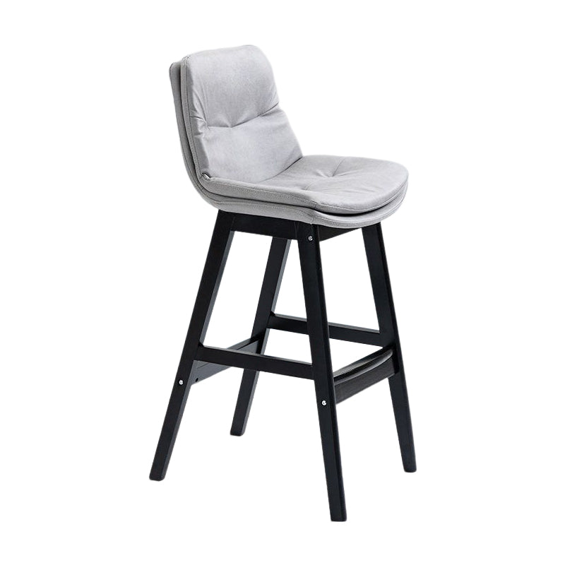 Scandinavian Upholstered Footrest Low Back Stool 27.95'' Rubberwood Bar Stool Light Gray Black 1 Piece Clearhalo 'Bar Furniture' 'Bar Stools' 'bar_stools' 'Furniture' 'furniture_bar_stools' 'Kitchen & Dining Furniture' 4855311