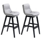 Scandinavian Upholstered Footrest Low Back Stool 27.95'' Rubberwood Bar Stool Light Gray Black Set of 2 Clearhalo 'Bar Furniture' 'Bar Stools' 'bar_stools' 'Furniture' 'furniture_bar_stools' 'Kitchen & Dining Furniture' 4855312