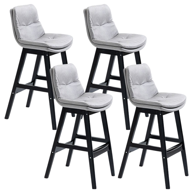 Scandinavian Upholstered Footrest Low Back Stool 27.95'' Rubberwood Bar Stool Light Gray Black Set of 4 Clearhalo 'Bar Furniture' 'Bar Stools' 'bar_stools' 'Furniture' 'furniture_bar_stools' 'Kitchen & Dining Furniture' 4855313