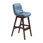 Scandinavian Upholstered Footrest Low Back Stool 27.95'' Rubberwood Bar Stool Blue Brown 1 Piece Clearhalo 'Bar Furniture' 'Bar Stools' 'bar_stools' 'Furniture' 'furniture_bar_stools' 'Kitchen & Dining Furniture' 4855314
