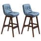 Scandinavian Upholstered Footrest Low Back Stool 27.95'' Rubberwood Bar Stool Blue Brown Set of 2 Clearhalo 'Bar Furniture' 'Bar Stools' 'bar_stools' 'Furniture' 'furniture_bar_stools' 'Kitchen & Dining Furniture' 4855315