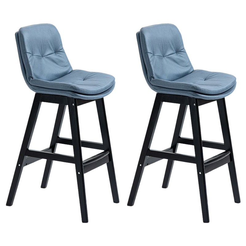 Scandinavian Upholstered Footrest Low Back Stool 27.95'' Rubberwood Bar Stool Blue Black Set of 2 Clearhalo 'Bar Furniture' 'Bar Stools' 'bar_stools' 'Furniture' 'furniture_bar_stools' 'Kitchen & Dining Furniture' 4855318