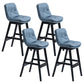 Scandinavian Upholstered Footrest Low Back Stool 27.95'' Rubberwood Bar Stool Blue Black Set of 4 Clearhalo 'Bar Furniture' 'Bar Stools' 'bar_stools' 'Furniture' 'furniture_bar_stools' 'Kitchen & Dining Furniture' 4855319