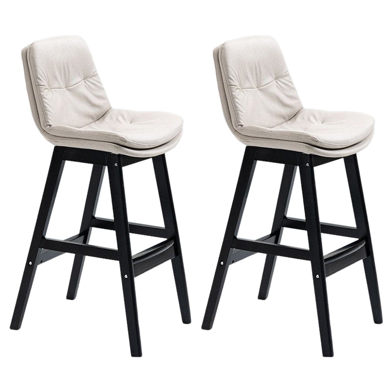 Scandinavian Upholstered Footrest Low Back Stool 27.95'' Rubberwood Bar Stool Off-White Black Set of 2 Clearhalo 'Bar Furniture' 'Bar Stools' 'bar_stools' 'Furniture' 'furniture_bar_stools' 'Kitchen & Dining Furniture' 4855321
