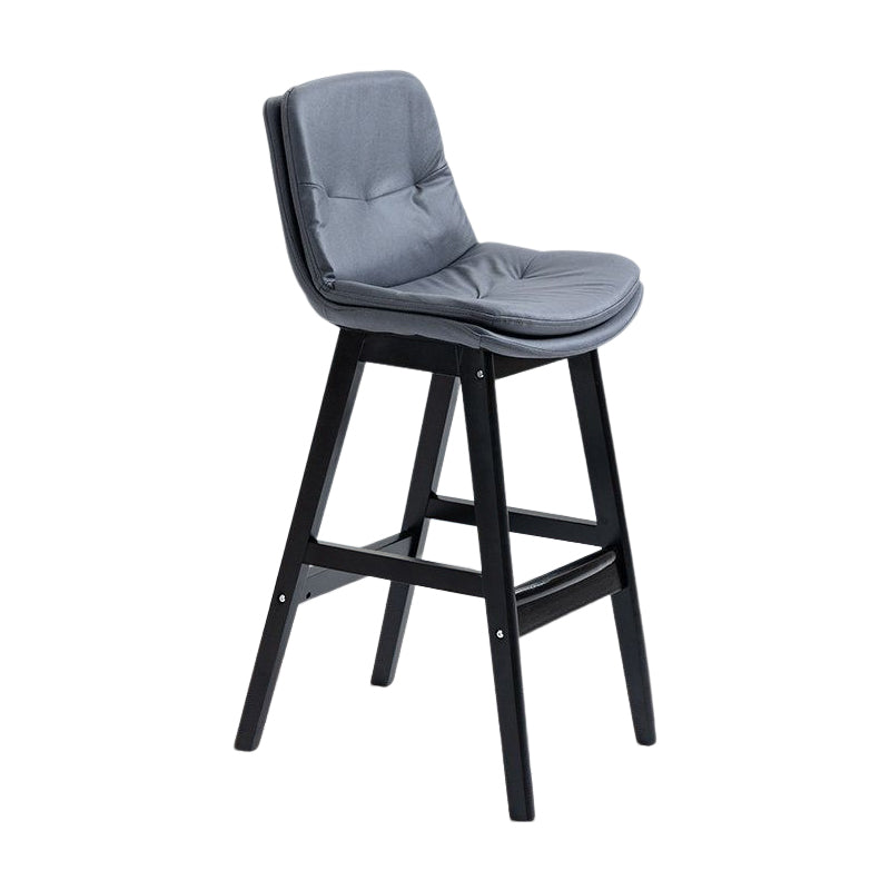 Scandinavian Upholstered Footrest Low Back Stool 27.95'' Rubberwood Bar Stool Dark Gray Black 1 Piece Clearhalo 'Bar Furniture' 'Bar Stools' 'bar_stools' 'Furniture' 'furniture_bar_stools' 'Kitchen & Dining Furniture' 4855323