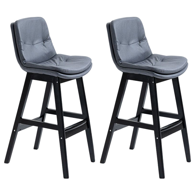 Scandinavian Upholstered Footrest Low Back Stool 27.95'' Rubberwood Bar Stool Dark Gray Black Set of 2 Clearhalo 'Bar Furniture' 'Bar Stools' 'bar_stools' 'Furniture' 'furniture_bar_stools' 'Kitchen & Dining Furniture' 4855324