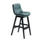 Scandinavian Upholstered Footrest Low Back Stool 27.95'' Rubberwood Bar Stool Blackish Green Black 1 Piece Clearhalo 'Bar Furniture' 'Bar Stools' 'bar_stools' 'Furniture' 'furniture_bar_stools' 'Kitchen & Dining Furniture' 4855326