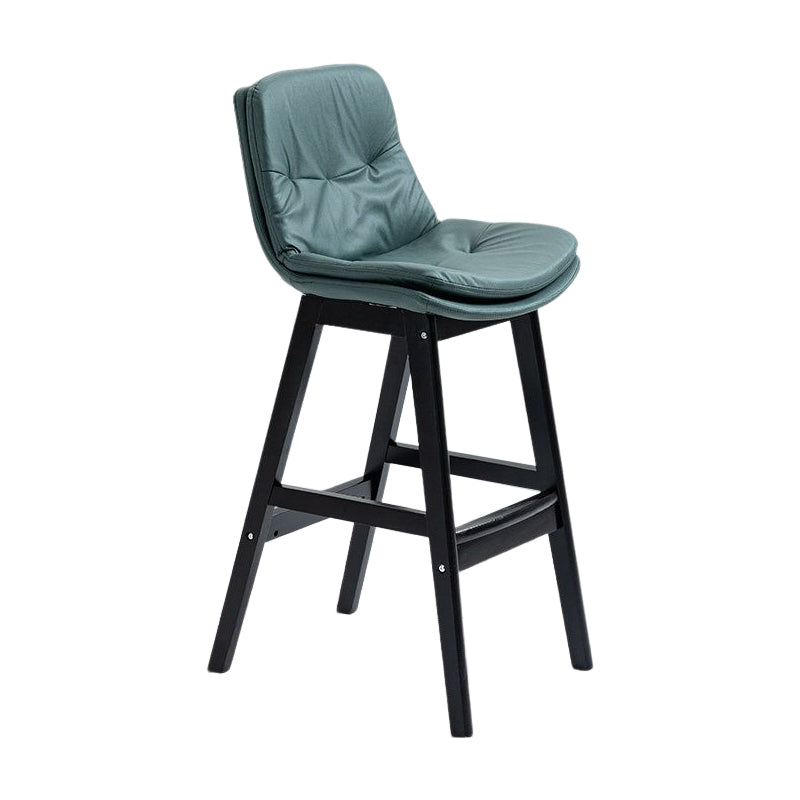 Scandinavian Upholstered Footrest Low Back Stool 27.95'' Rubberwood Bar Stool Blackish Green Black 1 Piece Clearhalo 'Bar Furniture' 'Bar Stools' 'bar_stools' 'Furniture' 'furniture_bar_stools' 'Kitchen & Dining Furniture' 4855326