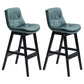 Scandinavian Upholstered Footrest Low Back Stool 27.95'' Rubberwood Bar Stool Blackish Green Black Set of 2 Clearhalo 'Bar Furniture' 'Bar Stools' 'bar_stools' 'Furniture' 'furniture_bar_stools' 'Kitchen & Dining Furniture' 4855327