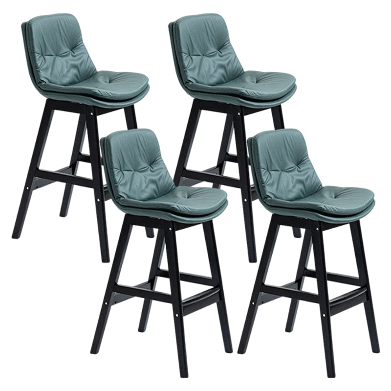 Scandinavian Upholstered Footrest Low Back Stool 27.95'' Rubberwood Bar Stool Blackish Green Black Set of 4 Clearhalo 'Bar Furniture' 'Bar Stools' 'bar_stools' 'Furniture' 'furniture_bar_stools' 'Kitchen & Dining Furniture' 4855328