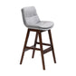 Scandinavian Upholstered Footrest Low Back Stool 27.95'' Rubberwood Bar Stool Light Gray Brown 1 Piece Clearhalo 'Bar Furniture' 'Bar Stools' 'bar_stools' 'Furniture' 'furniture_bar_stools' 'Kitchen & Dining Furniture' 4855329