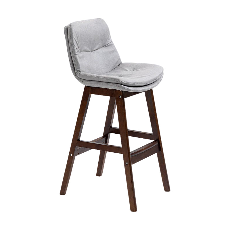 Scandinavian Upholstered Footrest Low Back Stool 27.95'' Rubberwood Bar Stool Light Gray Brown 1 Piece Clearhalo 'Bar Furniture' 'Bar Stools' 'bar_stools' 'Furniture' 'furniture_bar_stools' 'Kitchen & Dining Furniture' 4855329