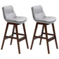 Scandinavian Upholstered Footrest Low Back Stool 27.95'' Rubberwood Bar Stool Light Gray Brown Set of 2 Clearhalo 'Bar Furniture' 'Bar Stools' 'bar_stools' 'Furniture' 'furniture_bar_stools' 'Kitchen & Dining Furniture' 4855330