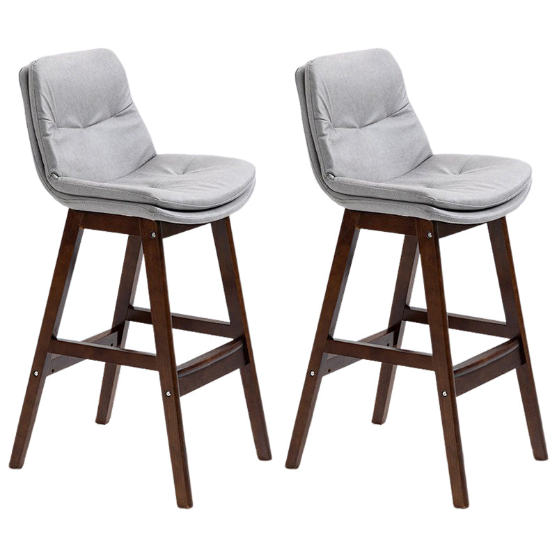 Scandinavian Upholstered Footrest Low Back Stool 27.95'' Rubberwood Bar Stool Light Gray Brown Set of 2 Clearhalo 'Bar Furniture' 'Bar Stools' 'bar_stools' 'Furniture' 'furniture_bar_stools' 'Kitchen & Dining Furniture' 4855330