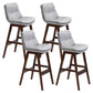 Scandinavian Upholstered Footrest Low Back Stool 27.95'' Rubberwood Bar Stool Light Gray Brown Set of 4 Clearhalo 'Bar Furniture' 'Bar Stools' 'bar_stools' 'Furniture' 'furniture_bar_stools' 'Kitchen & Dining Furniture' 4855331