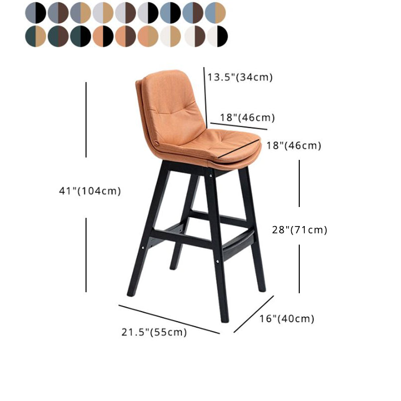 Scandinavian Upholstered Footrest Low Back Stool 27.95'' Rubberwood Bar Stool Clearhalo 'Bar Furniture' 'Bar Stools' 'bar_stools' 'Furniture' 'furniture_bar_stools' 'Kitchen & Dining Furniture' 4855332
