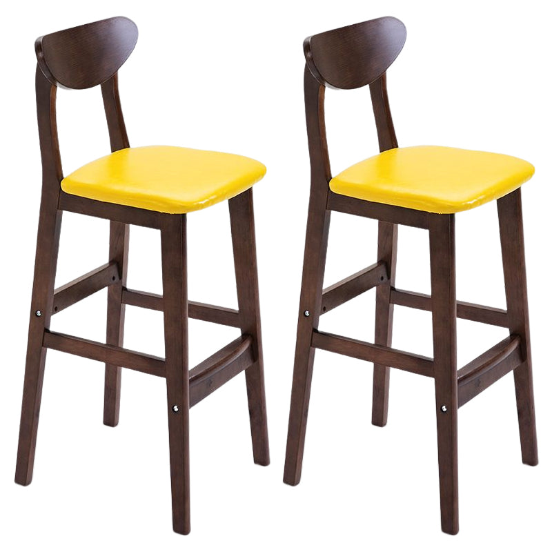 Footrest Wood Upholstered Bar Stool Matte Finish 28.74'' Low Back Stool Yellow Brown 2 Piece Set Clearhalo 'Bar Furniture' 'Bar Stools' 'bar_stools' 'furn' 'furn_bar_stools' 'Furniture' 'furniture_bar_stools' 'Kitchen & Dining Furniture' 4855335