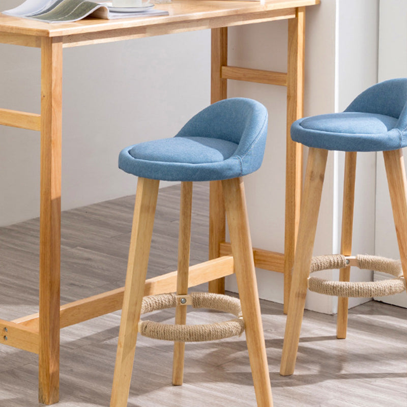 Footrest Wood Upholstered Bar Stool Matte Finish 28.74'' Low Back Stool Clearhalo 'Bar Furniture' 'Bar Stools' 'bar_stools' 'furn' 'furn_bar_stools' 'Furniture' 'furniture_bar_stools' 'Kitchen & Dining Furniture' 4855336