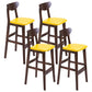 Footrest Wood Upholstered Bar Stool Matte Finish 28.74'' Low Back Stool Yellow Brown 4 Piece Set Clearhalo 'Bar Furniture' 'Bar Stools' 'bar_stools' 'furn' 'furn_bar_stools' 'Furniture' 'furniture_bar_stools' 'Kitchen & Dining Furniture' 4855337