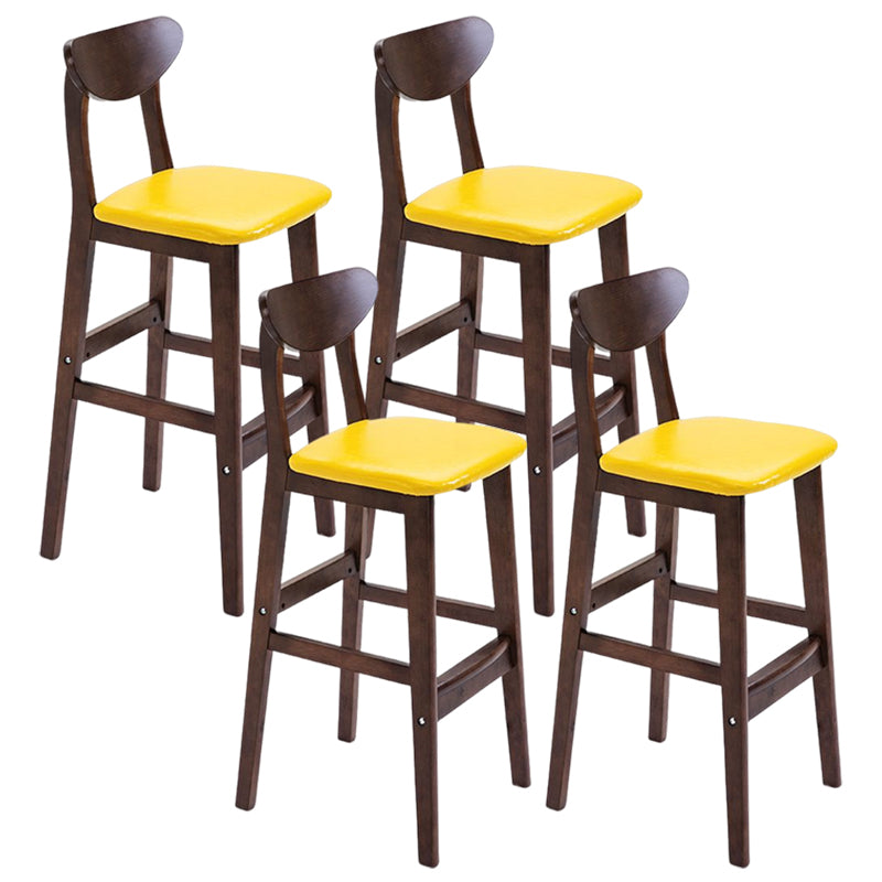 Footrest Wood Upholstered Bar Stool Matte Finish 28.74'' Low Back Stool Yellow Brown 4 Piece Set Clearhalo 'Bar Furniture' 'Bar Stools' 'bar_stools' 'furn' 'furn_bar_stools' 'Furniture' 'furniture_bar_stools' 'Kitchen & Dining Furniture' 4855337