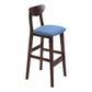 Footrest Wood Upholstered Bar Stool Matte Finish 28.74'' Low Back Stool Blue Brown 1 Piece Clearhalo 'Bar Furniture' 'Bar Stools' 'bar_stools' 'furn' 'furn_bar_stools' 'Furniture' 'furniture_bar_stools' 'Kitchen & Dining Furniture' 4855340
