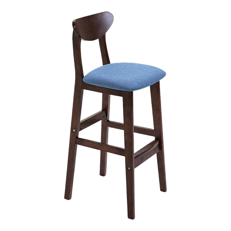 Footrest Wood Upholstered Bar Stool Matte Finish 28.74'' Low Back Stool Blue Brown 1 Piece Clearhalo 'Bar Furniture' 'Bar Stools' 'bar_stools' 'furn' 'furn_bar_stools' 'Furniture' 'furniture_bar_stools' 'Kitchen & Dining Furniture' 4855340