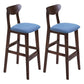 Footrest Wood Upholstered Bar Stool Matte Finish 28.74'' Low Back Stool Blue Brown 2 Piece Set Clearhalo 'Bar Furniture' 'Bar Stools' 'bar_stools' 'furn' 'furn_bar_stools' 'Furniture' 'furniture_bar_stools' 'Kitchen & Dining Furniture' 4855341