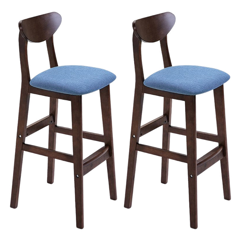 Footrest Wood Upholstered Bar Stool Matte Finish 28.74'' Low Back Stool Blue Brown 2 Piece Set Clearhalo 'Bar Furniture' 'Bar Stools' 'bar_stools' 'furn' 'furn_bar_stools' 'Furniture' 'furniture_bar_stools' 'Kitchen & Dining Furniture' 4855341