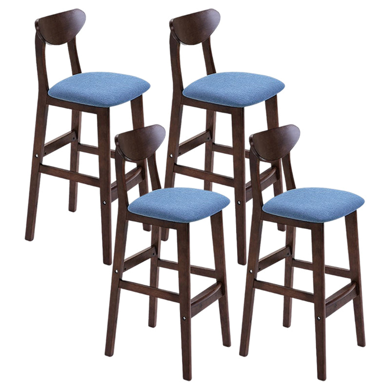 Footrest Wood Upholstered Bar Stool Matte Finish 28.74'' Low Back Stool Blue Brown 4 Piece Set Clearhalo 'Bar Furniture' 'Bar Stools' 'bar_stools' 'furn' 'furn_bar_stools' 'Furniture' 'furniture_bar_stools' 'Kitchen & Dining Furniture' 4855343