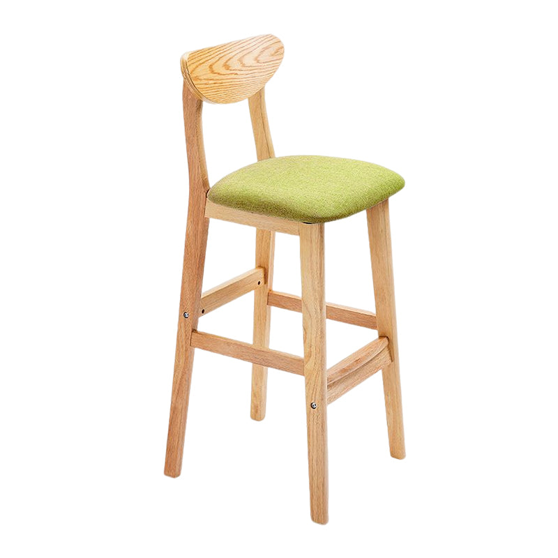 Footrest Wood Upholstered Bar Stool Matte Finish 28.74'' Low Back Stool Green Natural 1 Piece Clearhalo 'Bar Furniture' 'Bar Stools' 'bar_stools' 'furn' 'furn_bar_stools' 'Furniture' 'furniture_bar_stools' 'Kitchen & Dining Furniture' 4855345